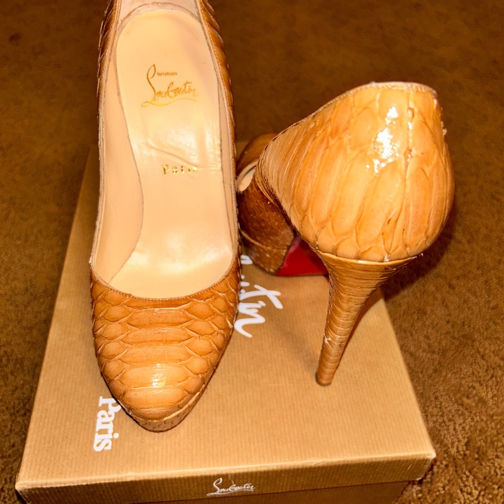 Authentic Christian Louboutin Bianca Python Cryst… - image 2